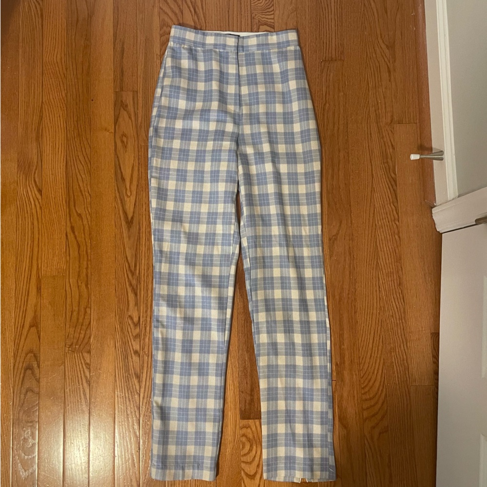 Blue and White Checkered Pants